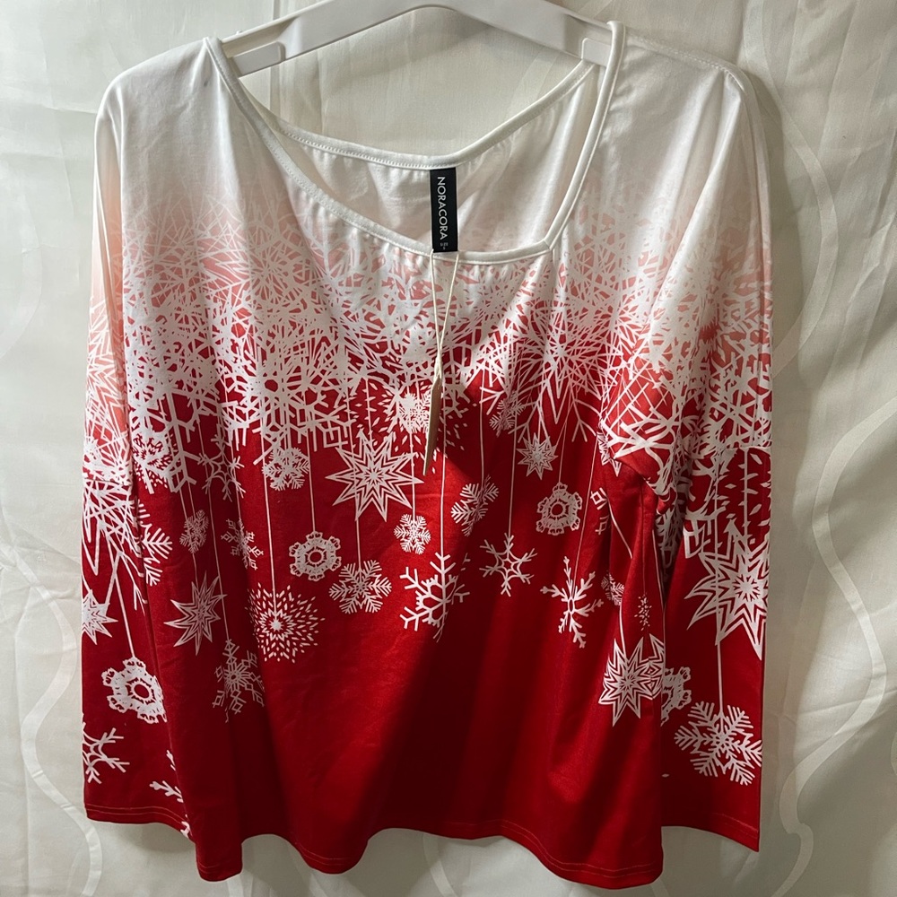 Casual Christmas Snowflake Print H-Line T-Shirt